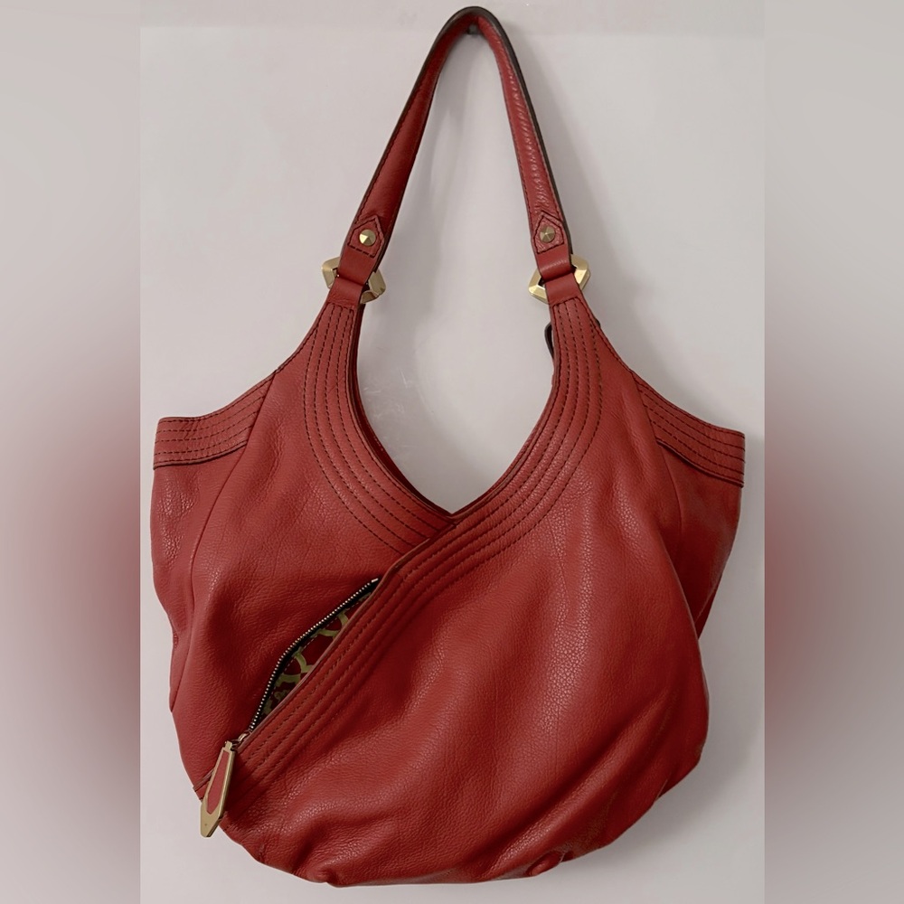 orYANY Tracy Double Handle Italian Grain Leather Hobo Rust Color Handbag - Picture 4 of 16